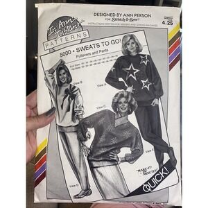 Vintage 1986 Stretch & Sew Sewing Pattern 5000 Sweats To Go Pullover Pants Uncut